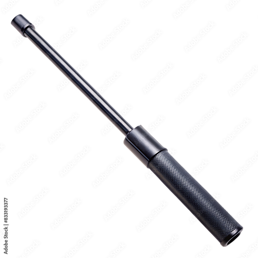 expandable black baton on transparent background